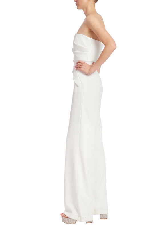 Badgley Mischka Strapless Tuxedo-Style Jumpsuit