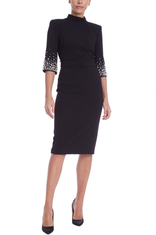 Badgley Mischka Crepe Silhouette Dress