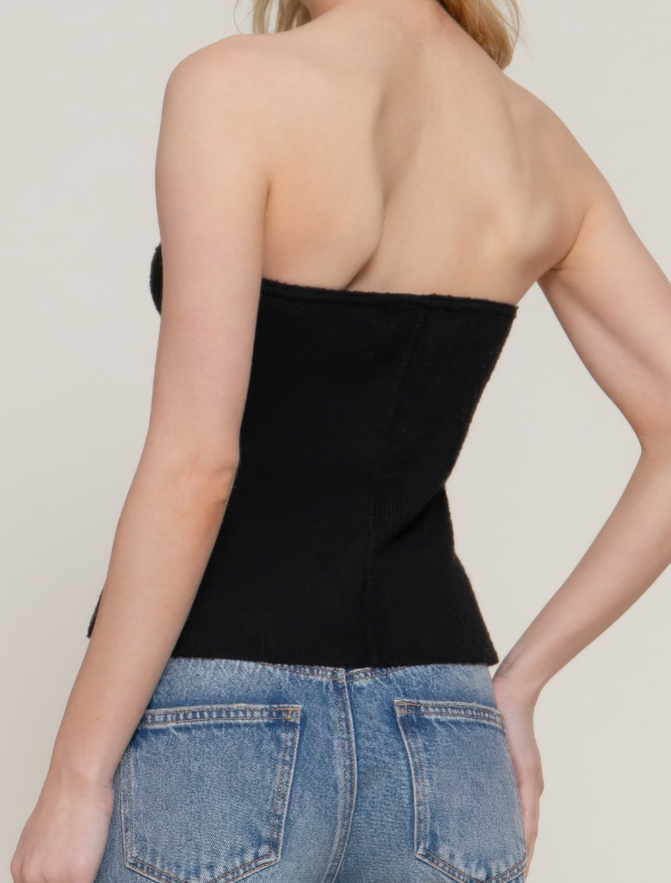Button Down Strapless Sweater