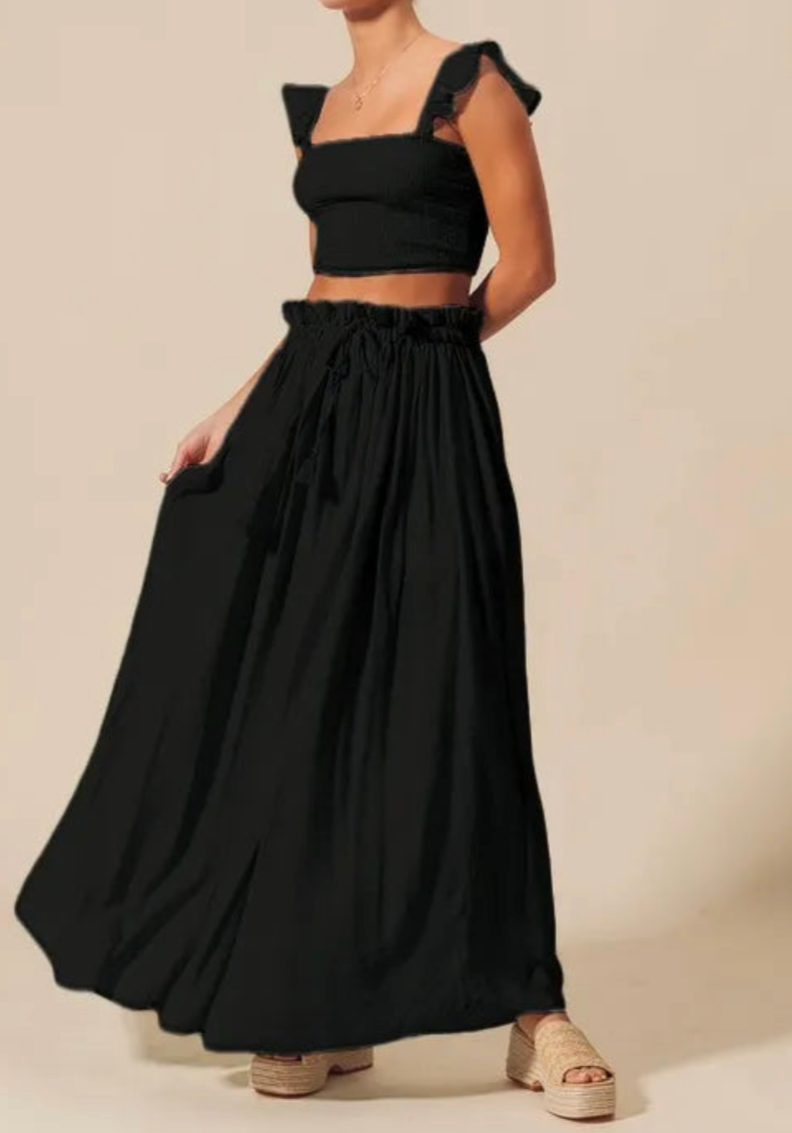 Smocked Top and Flowy Maxi Skirt Set