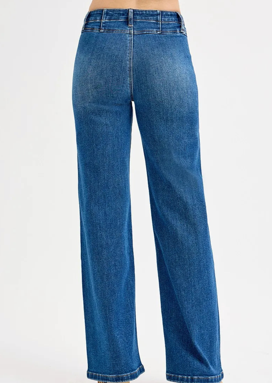 The Keli Jean - Mid Rise Seam Detail Wide Leg by RISEN