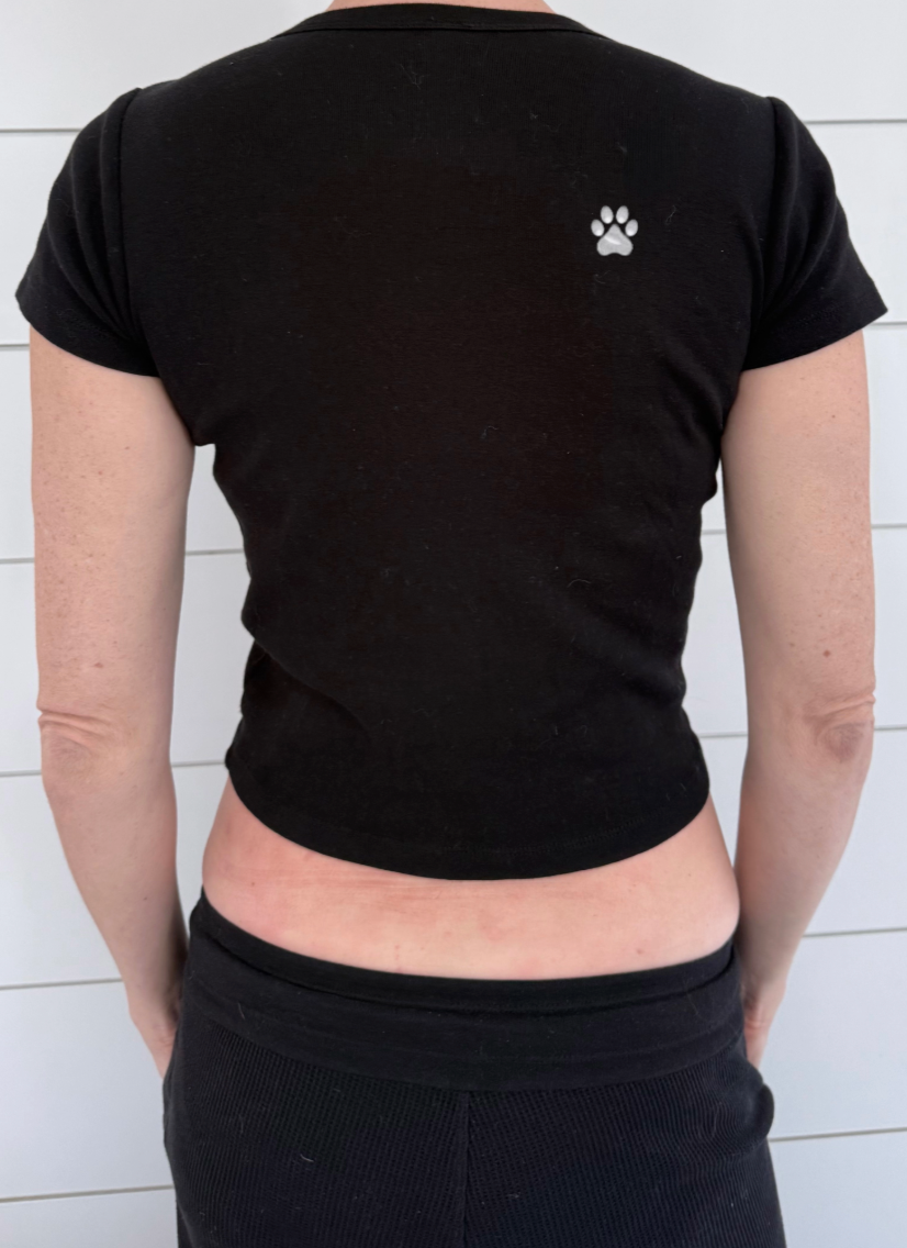 Dogs Before Dudes AS Crop Tee - white font