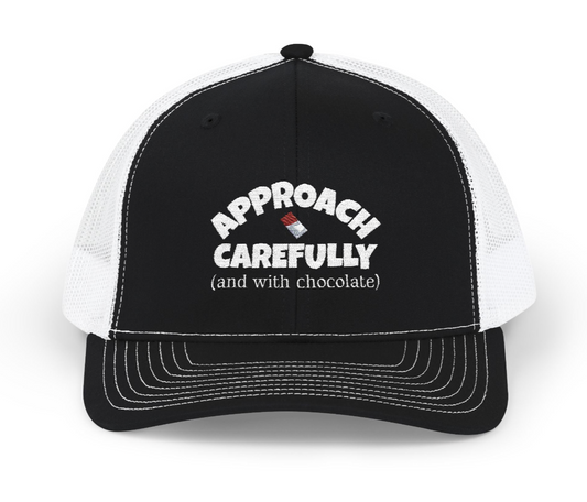 Approach with Chocolate Embroidered Snapback Trucker Cap - white font in multiple colors