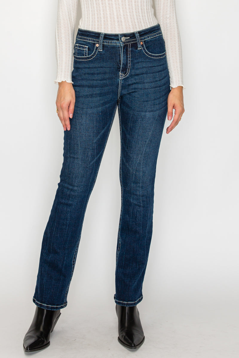 The Stevie Jean -  High Rise Slim Flare with Tummy Control by Artemis Vintage  (Dark Wash)
