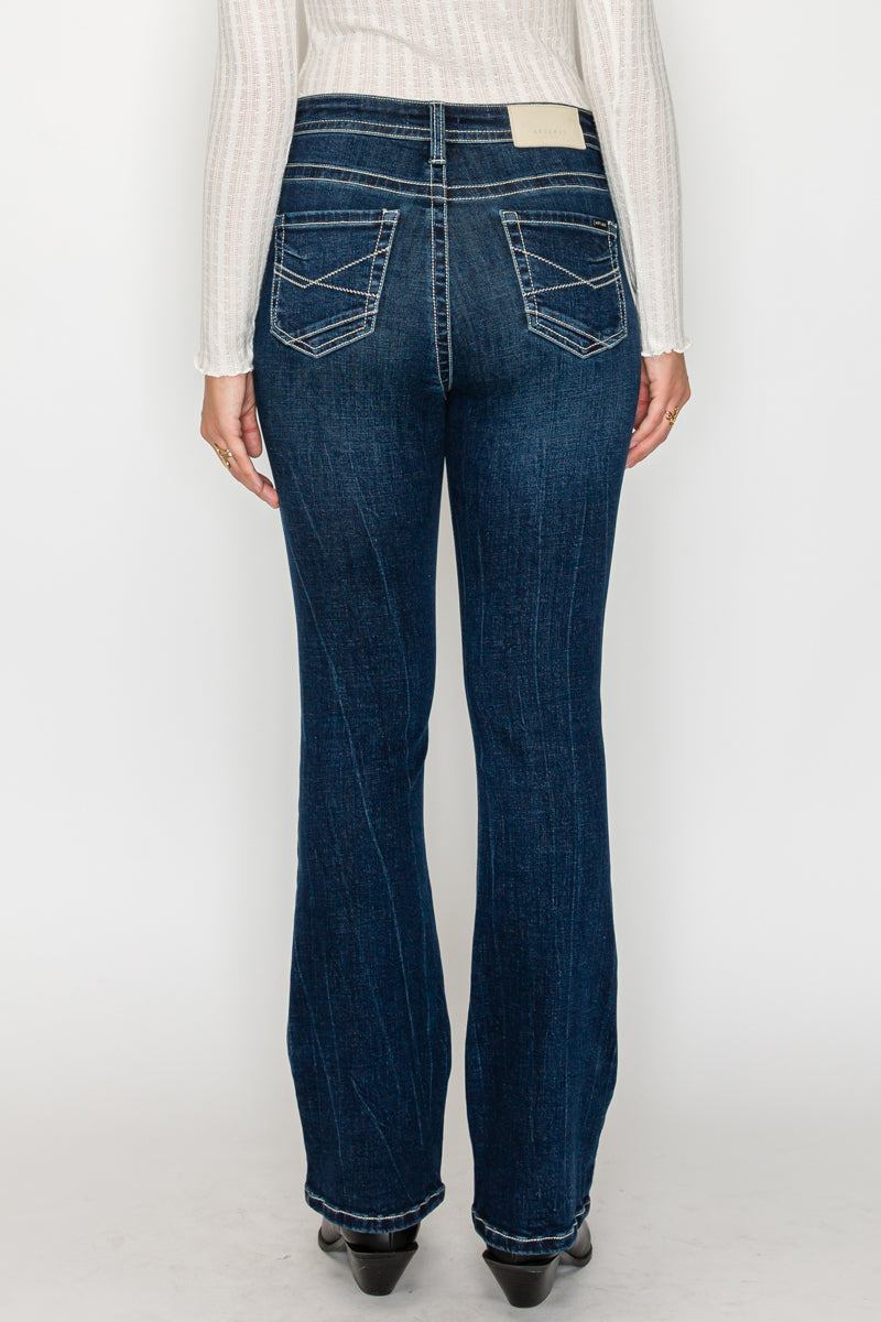 The Stevie Jean -  High Rise Slim Flare with Tummy Control by Artemis Vintage  (Dark Wash)