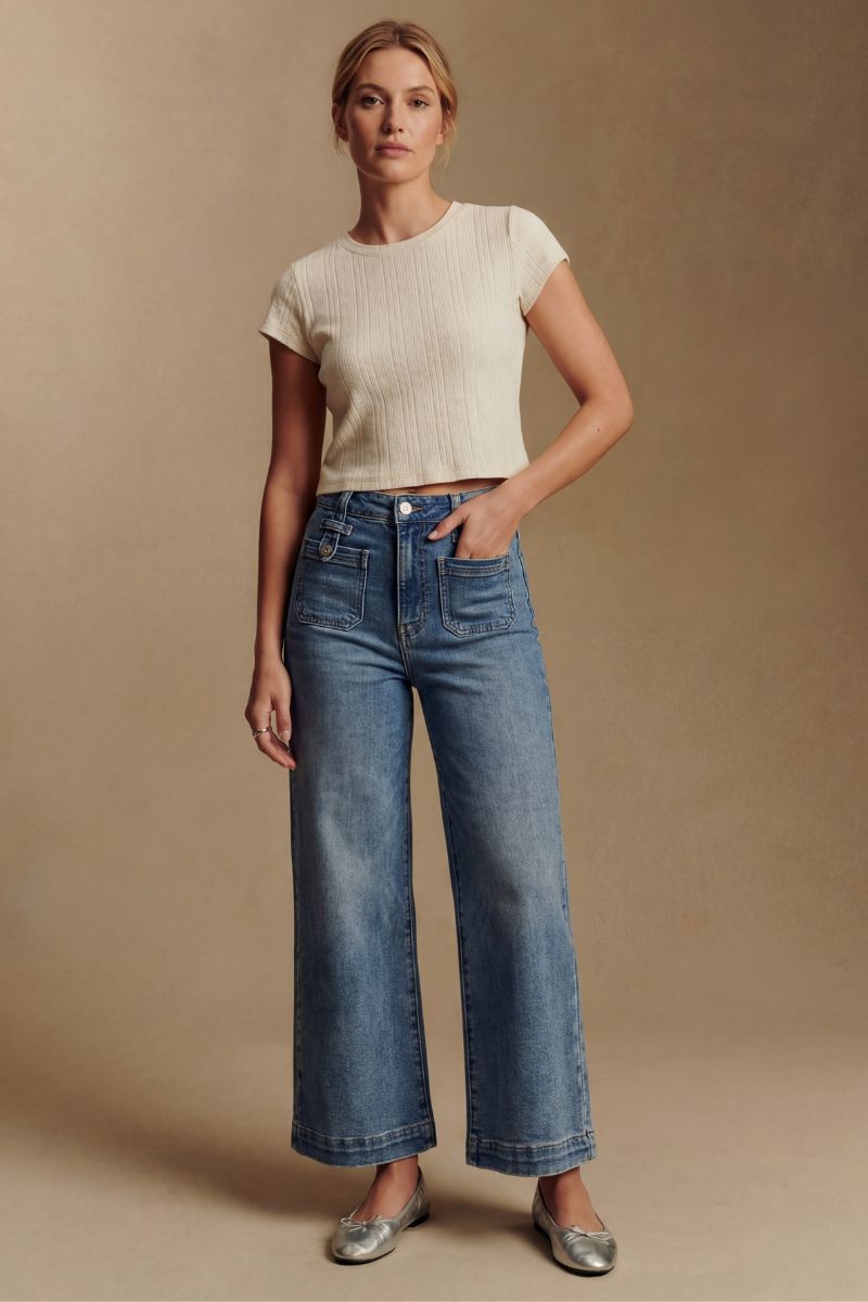 The Aurelia Jean - High Rise Crop Palazzo with Tummy Control by Artemis Vintage