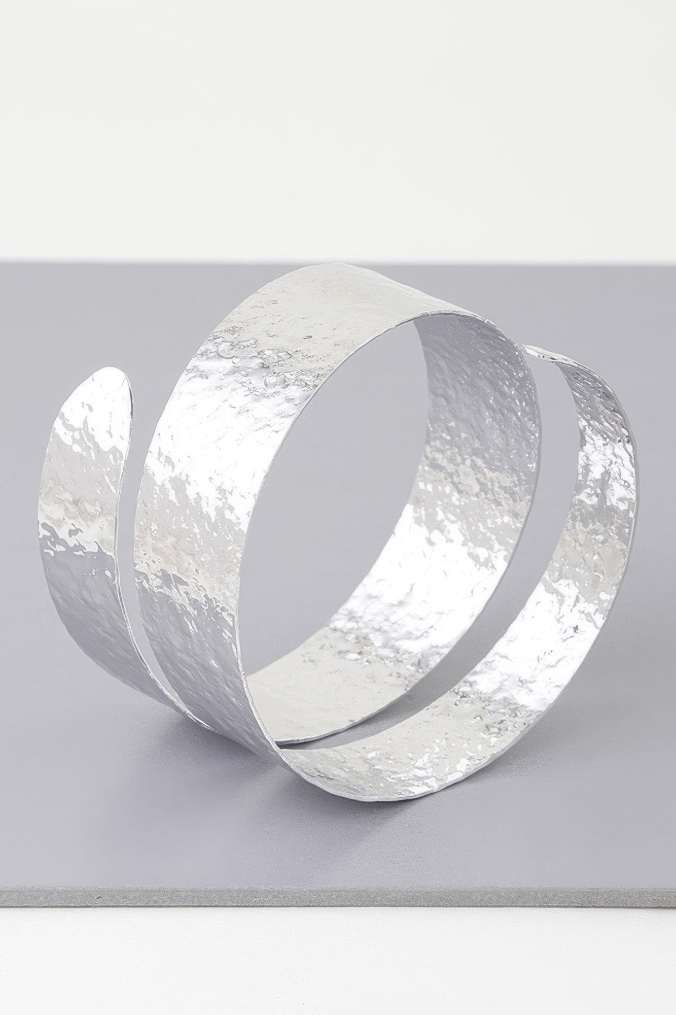 Hammered Wrap Around Cuff in gold and silver