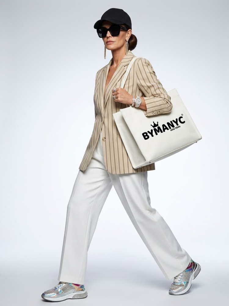 WOMEN'S BLAZER Beige Striped NOLITA - BYMANYC ® New York-1