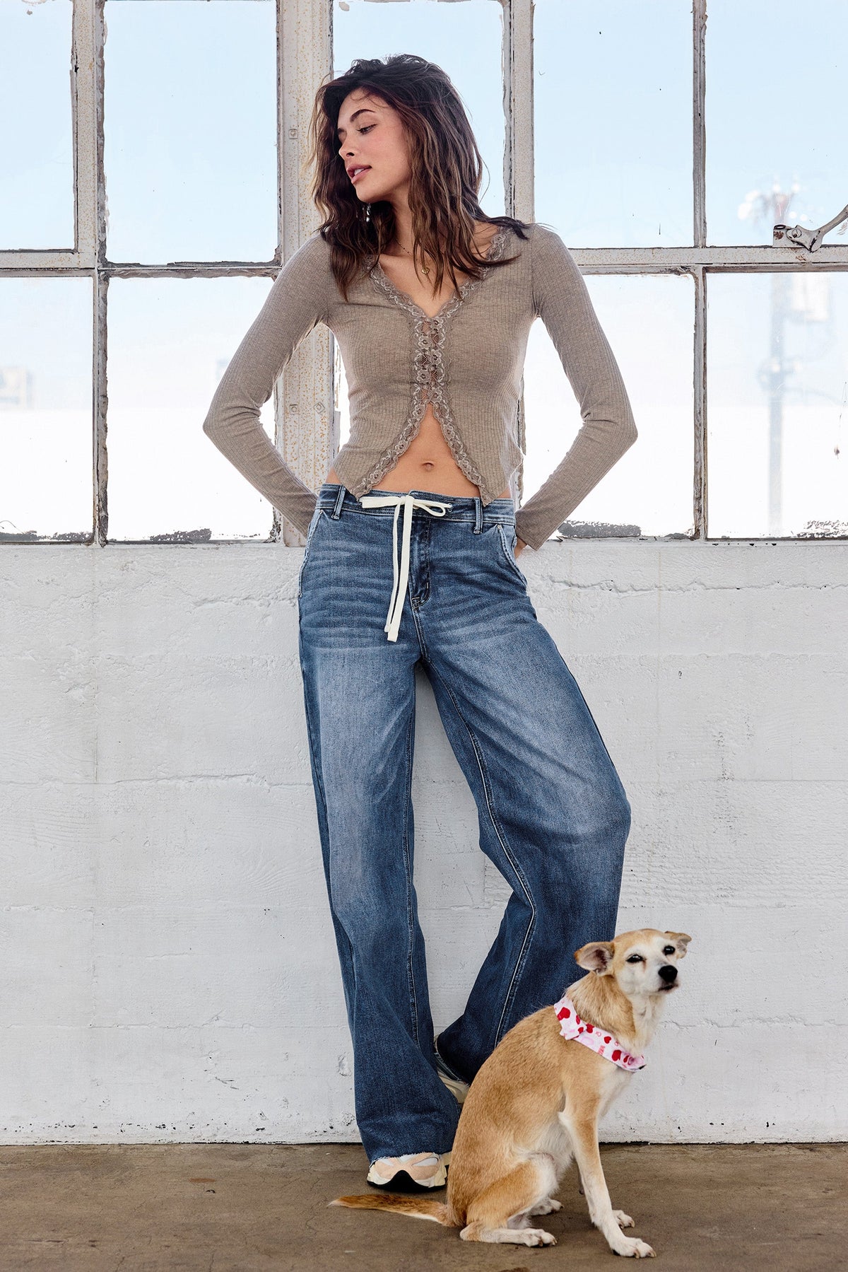 The Uma Jean - High Rise Relaxed Wide Leg with Waist String by Enjean in multiple washes