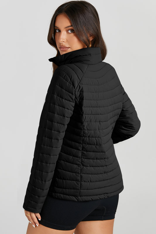 Black Quilted Zip-up Puffer Jacket