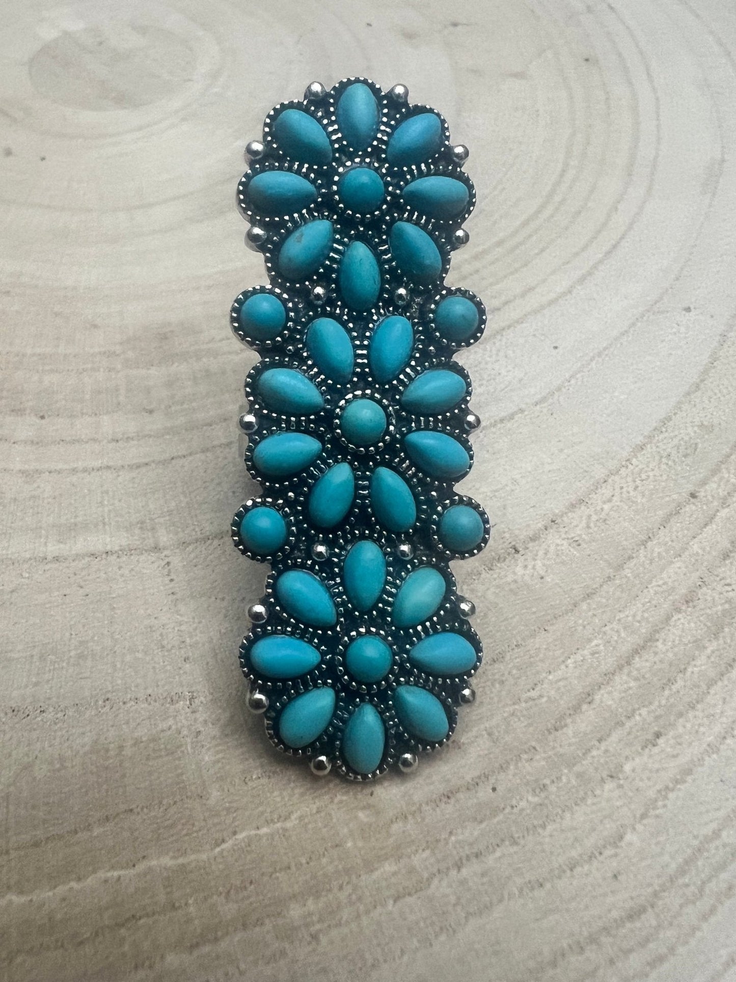 Turquoise Adjustable Cluster Statement Ring