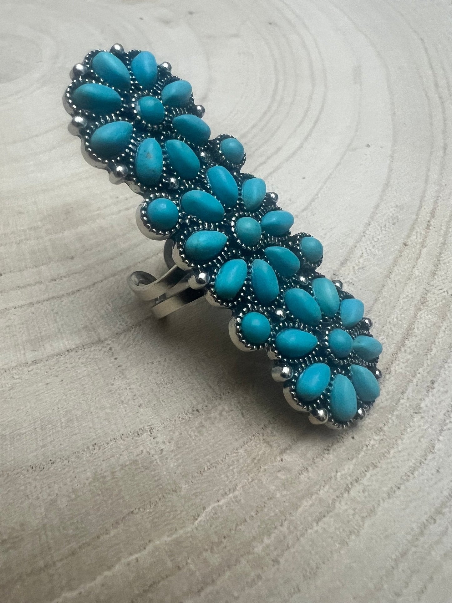 Turquoise Adjustable Cluster Statement Ring