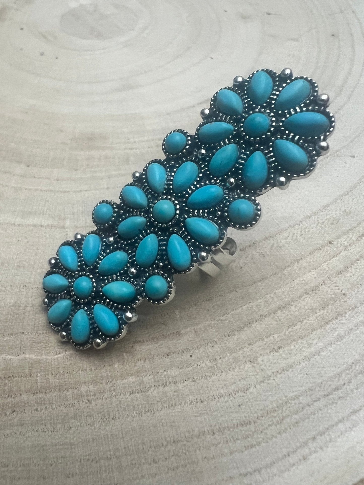 Turquoise Adjustable Cluster Statement Ring