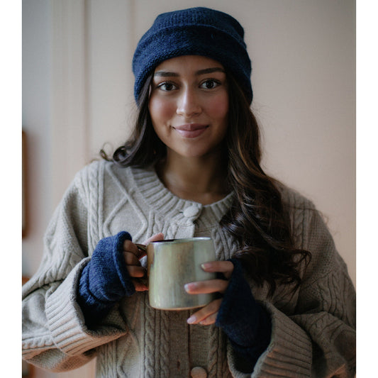 Essential Knit Alpaca Beanie in Navy