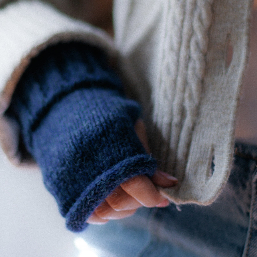 Navy Essential Knit Alpaca Gloves-4