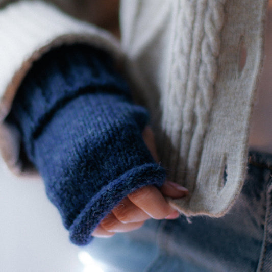 Navy Essential Knit Alpaca Gloves-4
