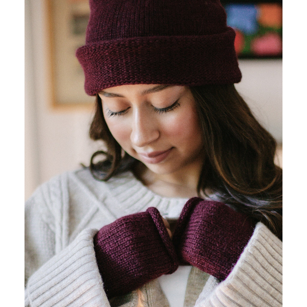 Wine Essential Knit Alpaca Gloves-1