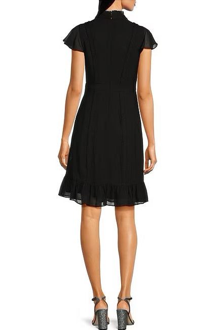 Adrianna Papell mock neck flutter cap sheath chiffon dress-1