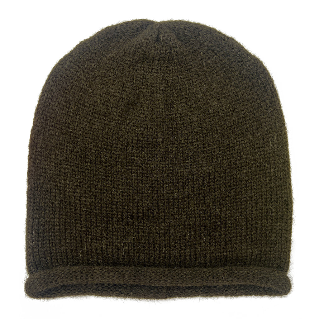 Essential Knit Alpaca Beanie in Army Green