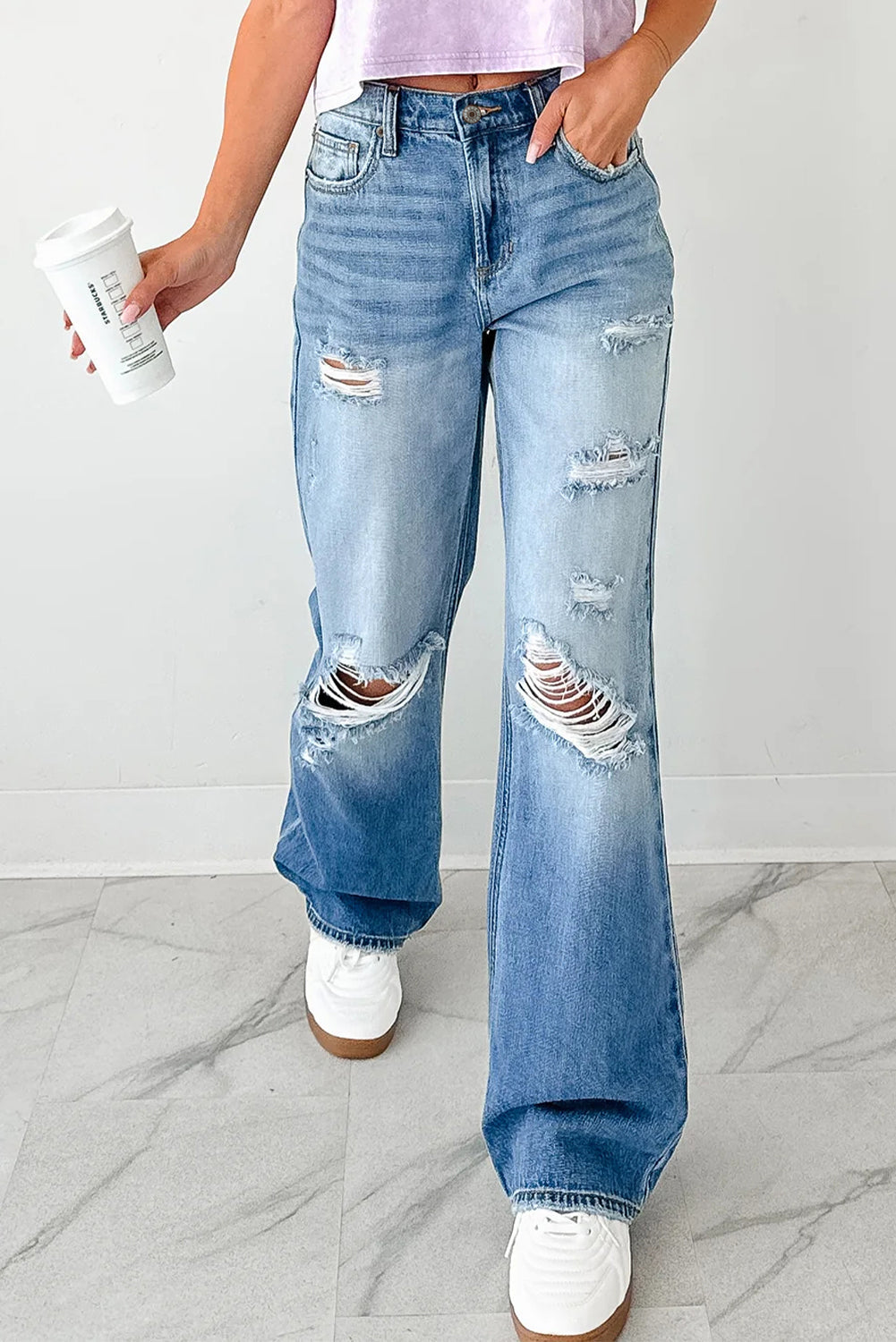 The Romy Jean - Mid Rise Distressed Straight Leg by Myosotis