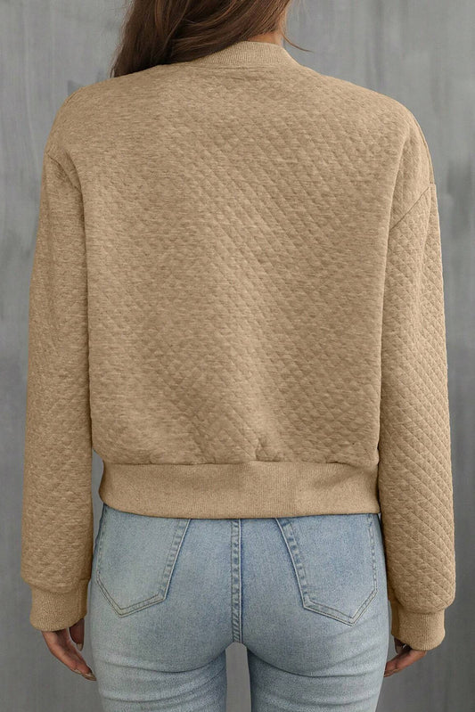Textured Baseball Collar Jacket