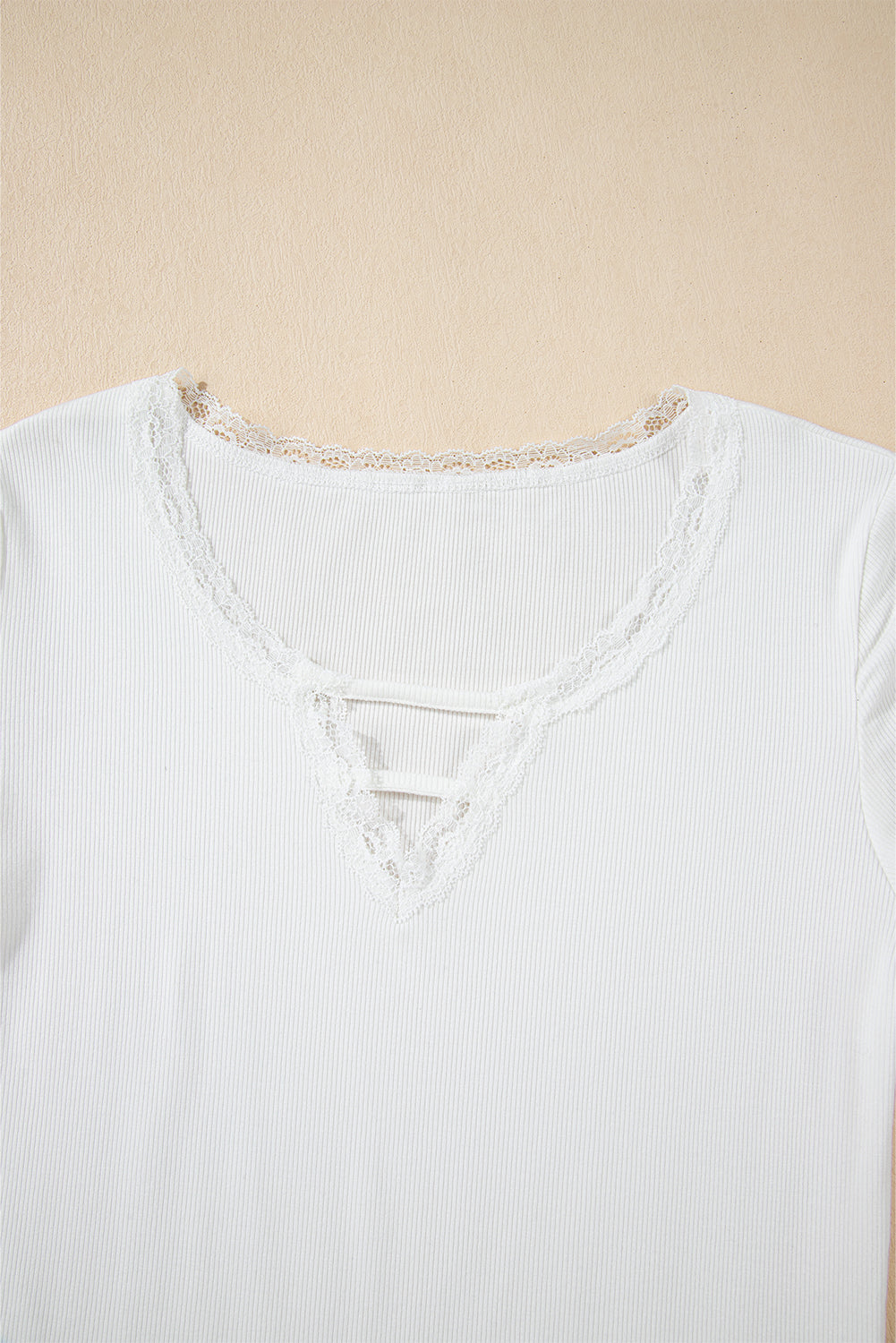 Lace Trimmed Slim Fit T Shirt in multiple colors