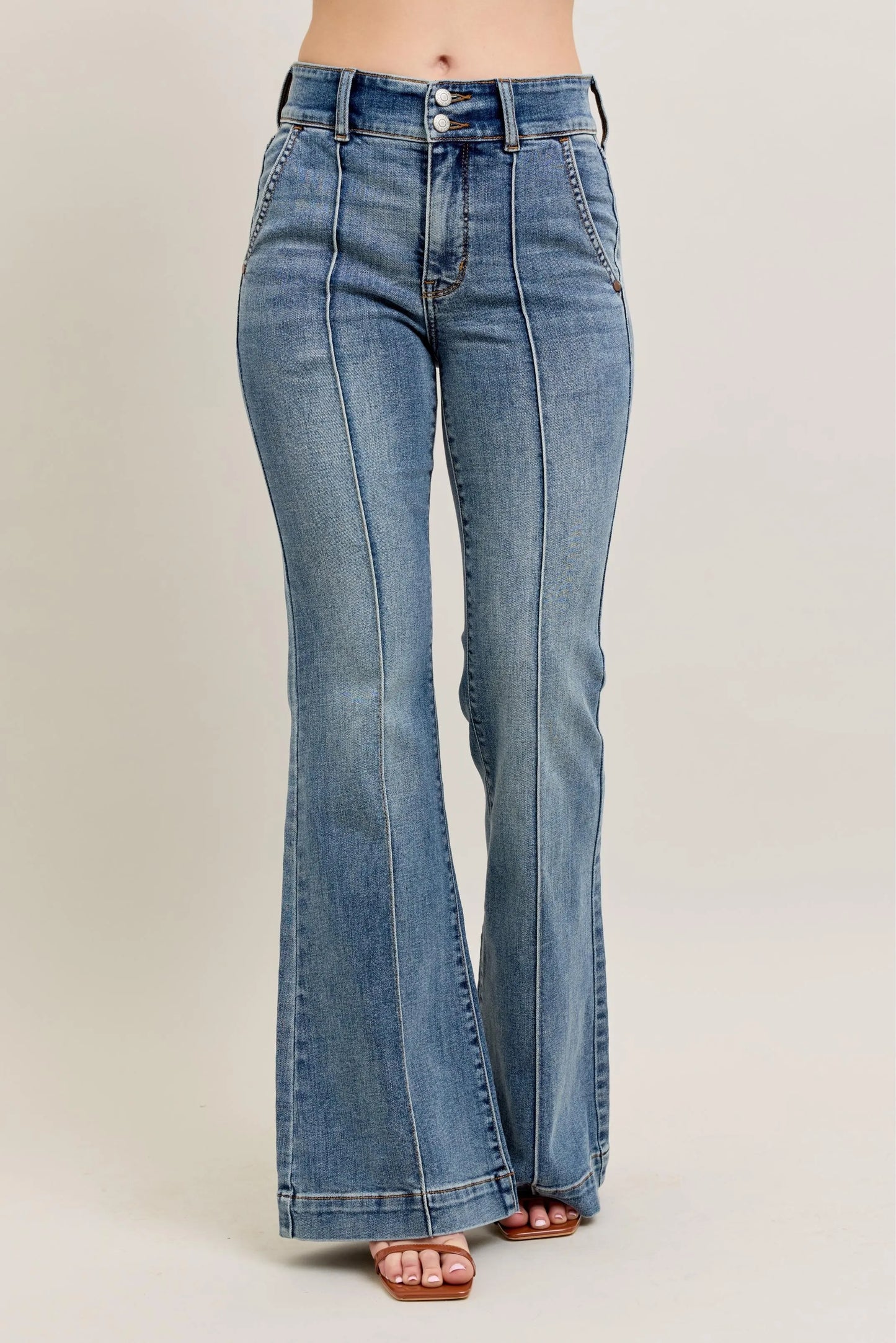 Judy Blue Full Size High-Waist Flare Denim Jeans with Front Seam Detail Plus Size-0