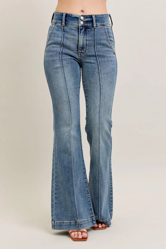 Judy Blue Full Size High-Waist Flare Denim Jeans with Front Seam Detail Plus Size-0