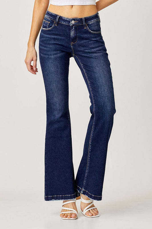RISEN Full Size Low Rise Flare Jeans-0
