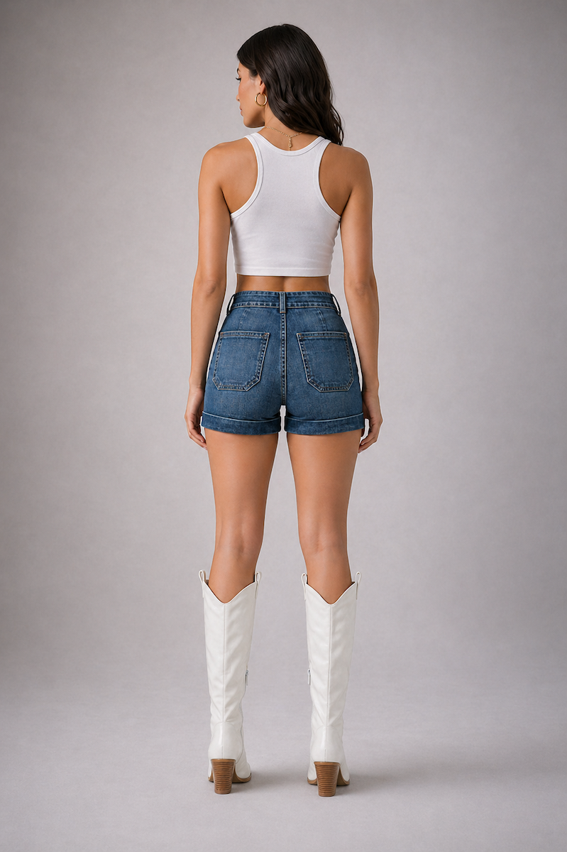 The Willow High Rise Denim Shorts