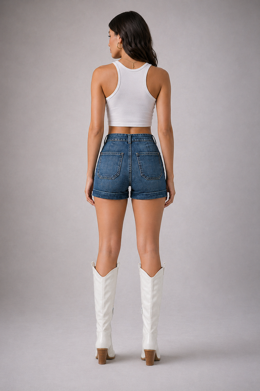 The Willow High Rise Denim Shorts
