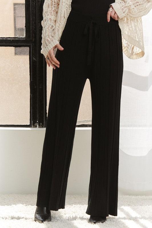 ADORA Tied Wide Leg Knit Pants-1
