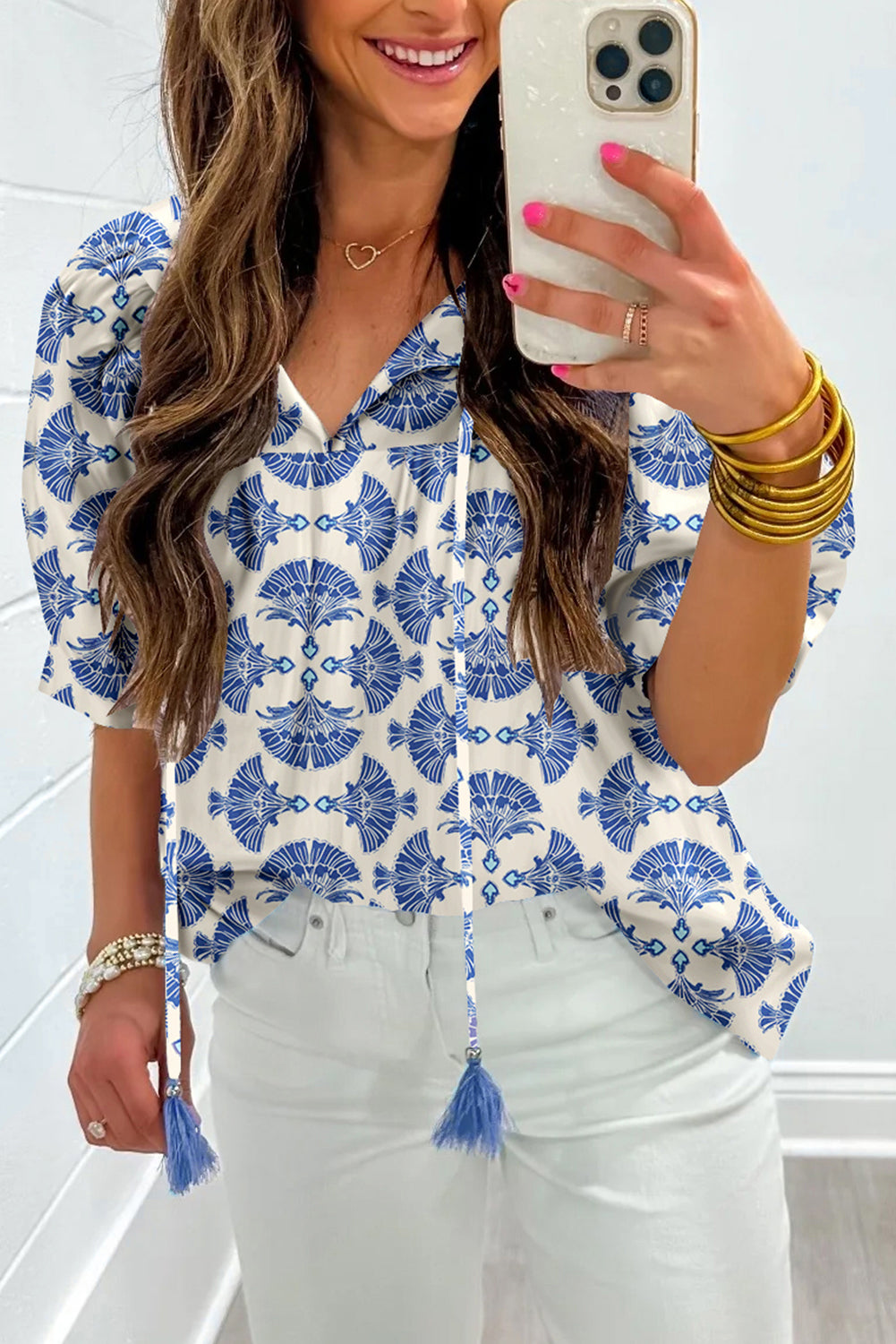Geometric Print Blouse