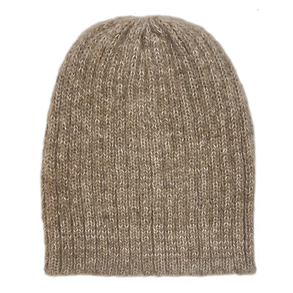 Ribbed Alpaca Beanie in Oat Beige