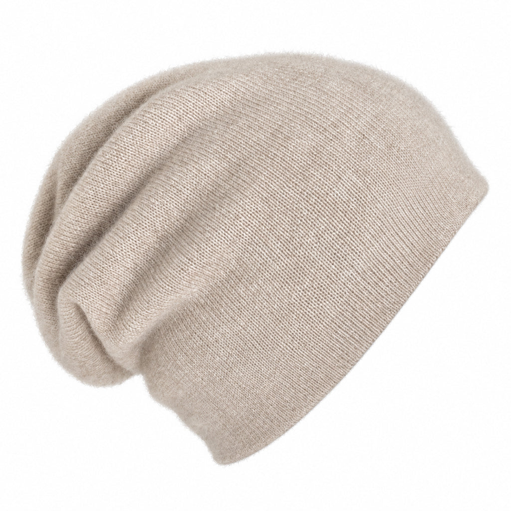 Reversible Cashmere Beanie in Charcoal + Sand