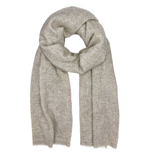 Beige Handloom Cashmere Scarf-0