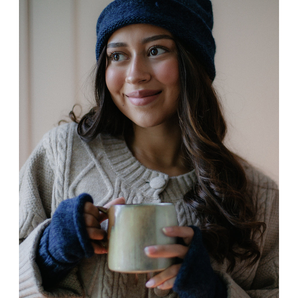 Navy Essential Knit Alpaca Gloves-1