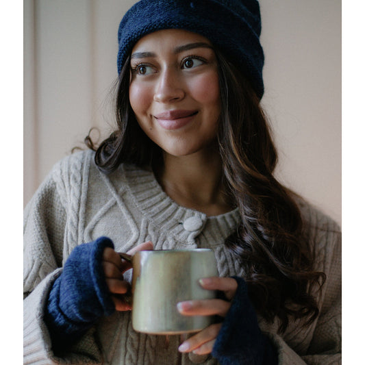 Navy Essential Knit Alpaca Gloves-1