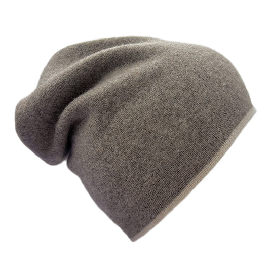 Coffee + Cream Reversible Cashmere Beanie-0