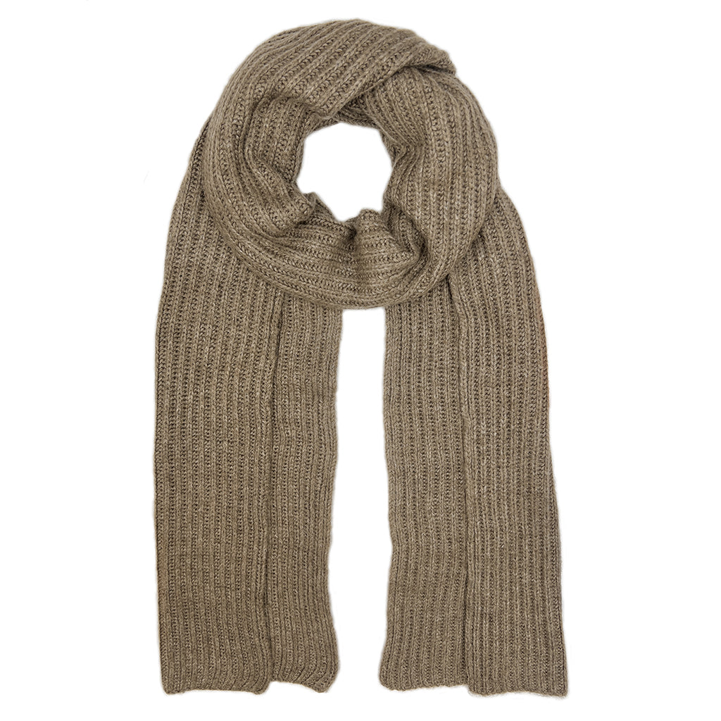 Mocha Ribbed Knit Cashmere Scarf-0