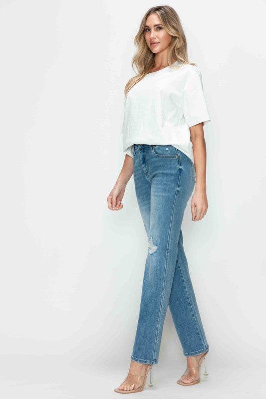 The Christy Jean - Distressed High Rise Straight by bytos