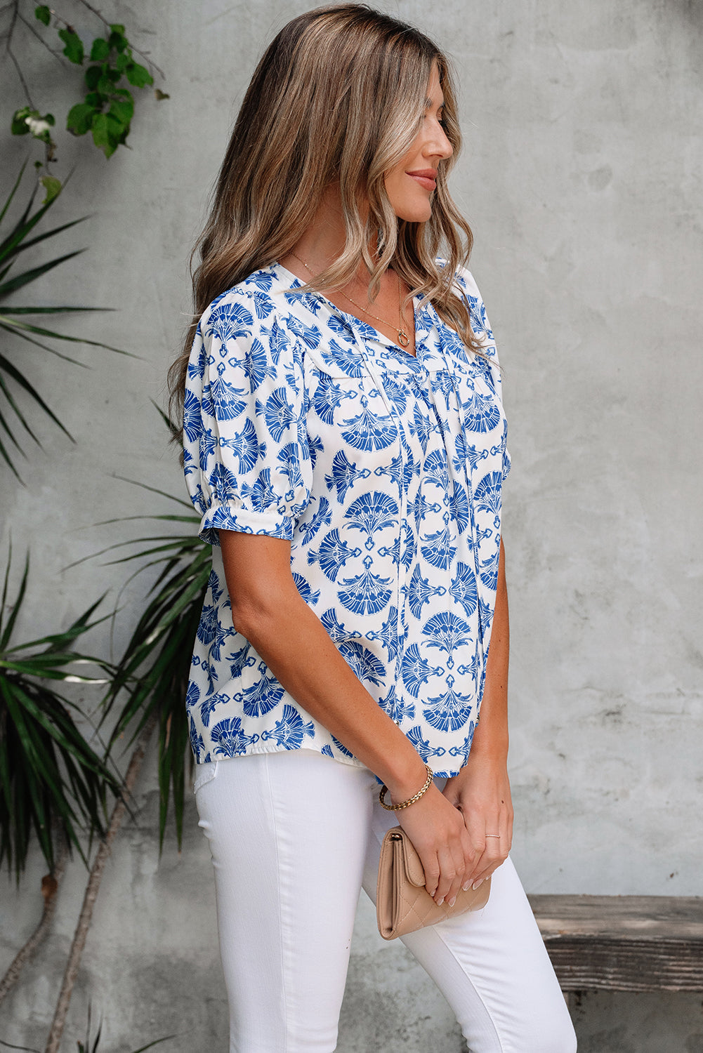 Geometric Print Blouse