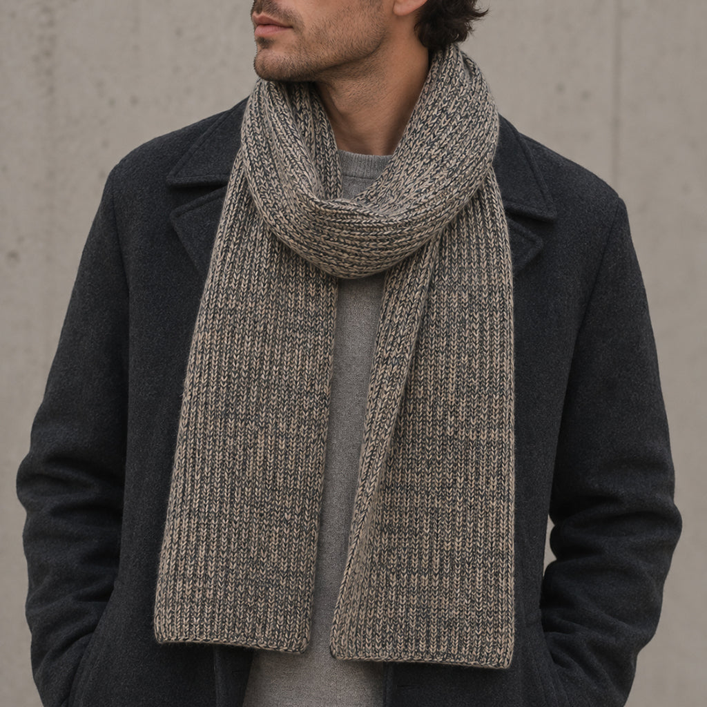 Marled Cocoa Knit Cashmere Scarf-1