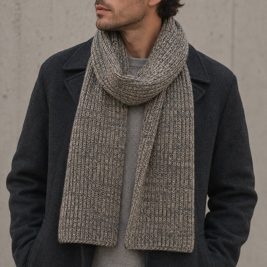 Marled Cocoa Knit Cashmere Scarf-1