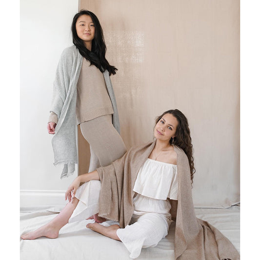 Heather Gray Handloom Cashmere Scarf-1