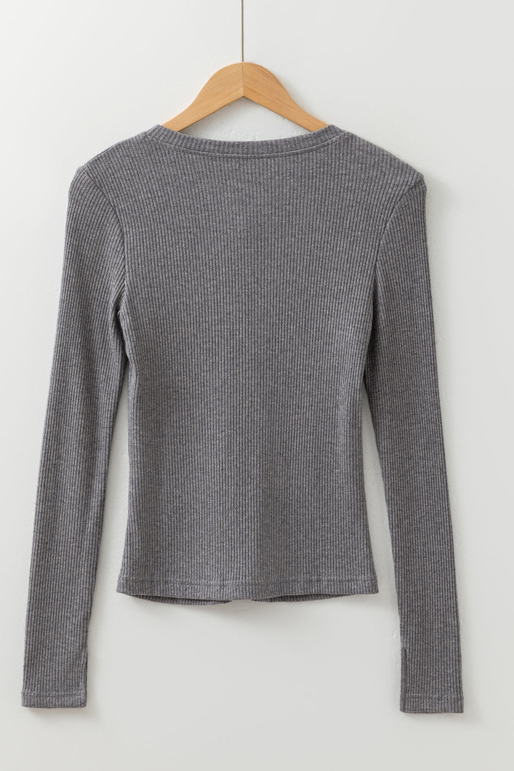 Ribbed Knit Button Down Slim Top