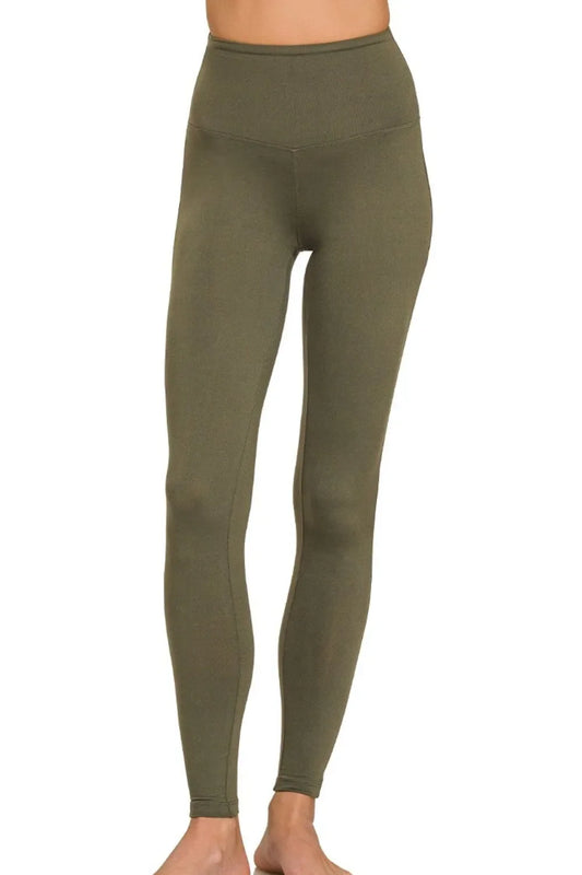 Zenana Premium Microfiber Wide Waistband Leggings-1