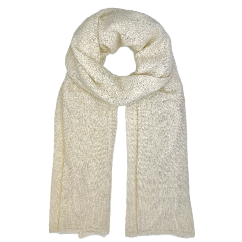 Champagne Herringbone Cashmere Scarf-0