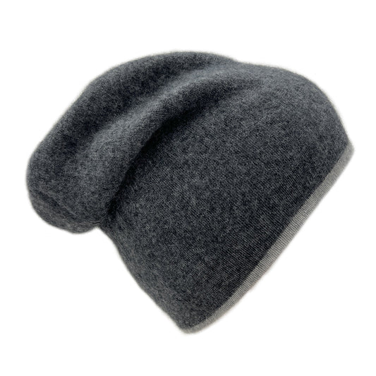 Charcoal + Ash Reversible Cashmere Beanie-0