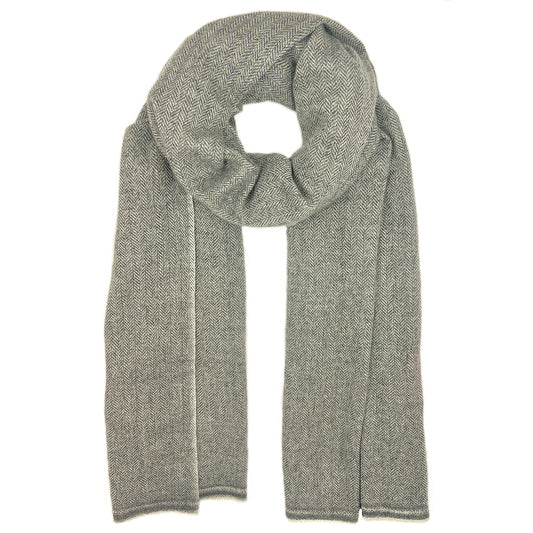 Charcoal Herringbone Cashmere Scarf-0